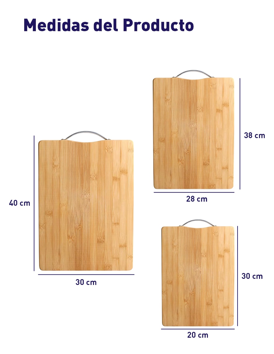 Set tabla para picar bluelander set de 3 tablas de bambÏ de bambÏ