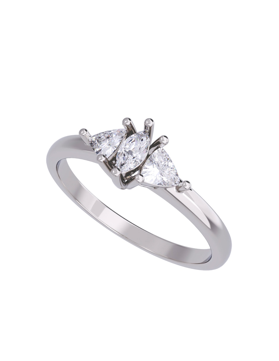 Anillo de compromiso de oro 10 K Diamante 2