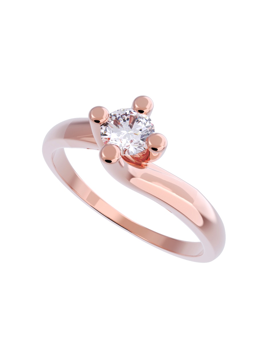 Anillo de compromiso de oro 14 K diamante 2