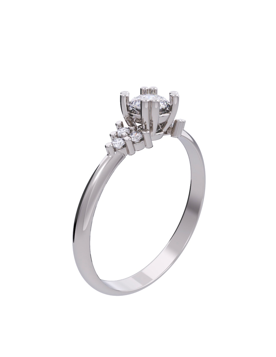 Anillo de compromiso de oro 14 K Diamante 3