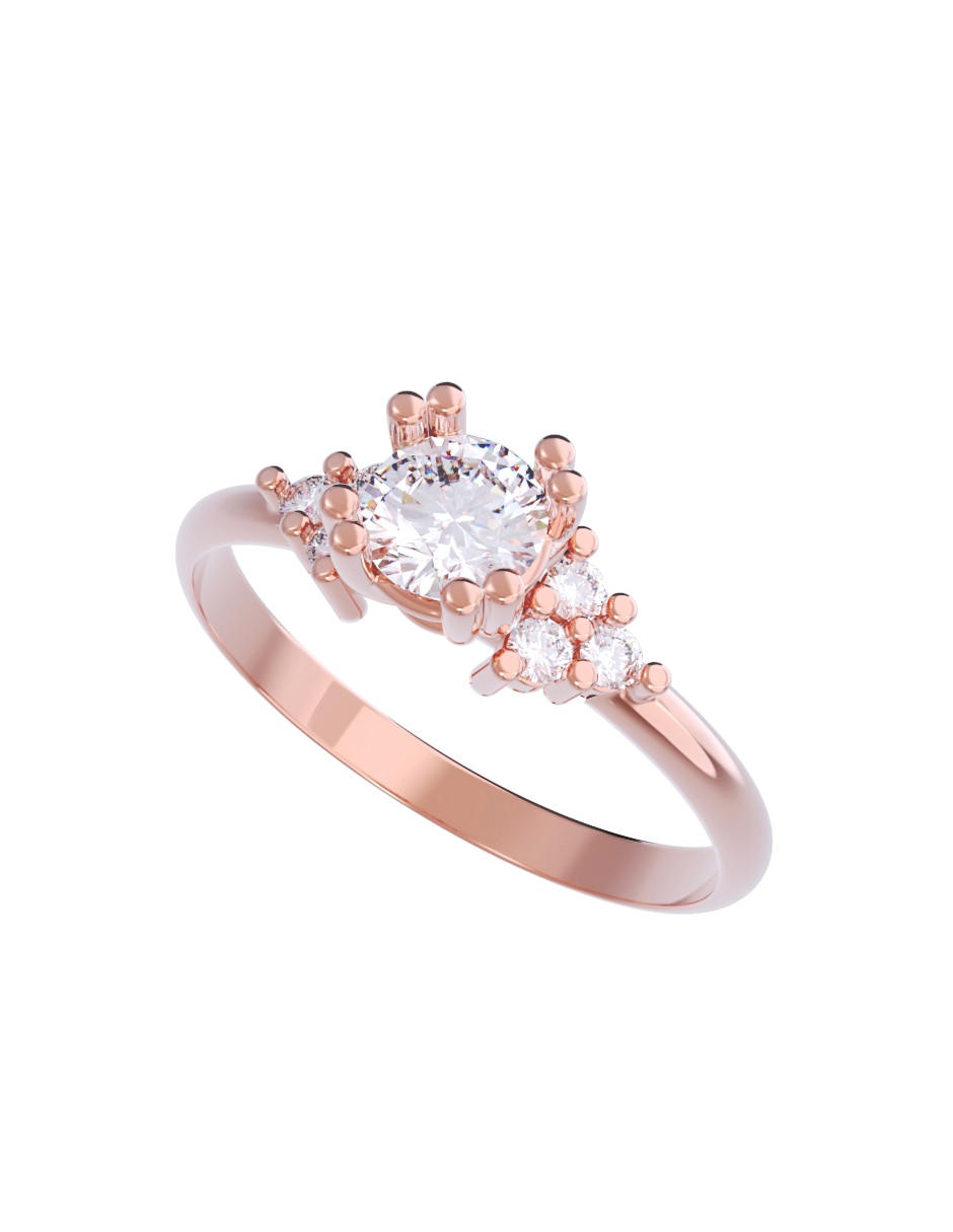 Anillo de compromiso de oro 10 K Diamante 2