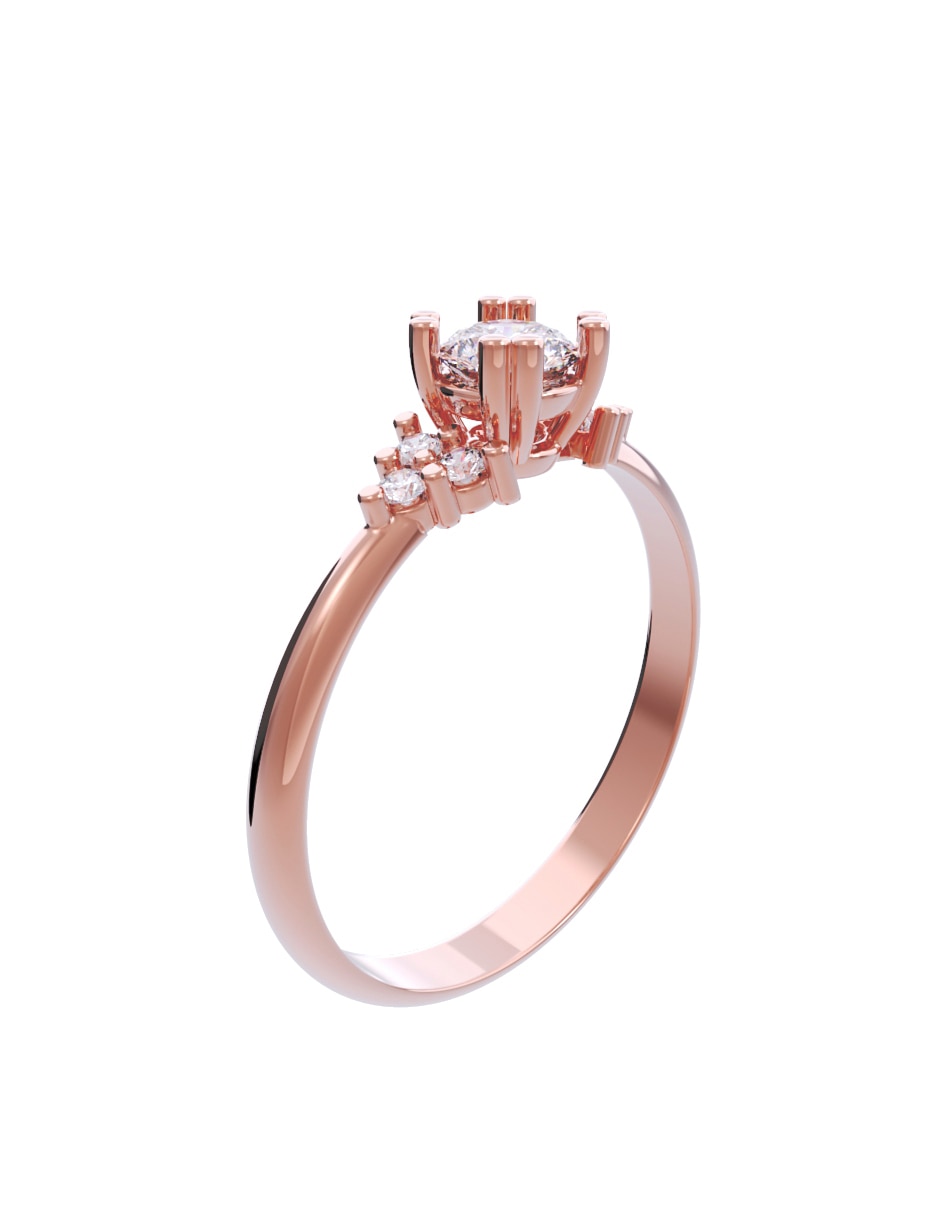 Anillo de compromiso de oro 10 K Diamante 3