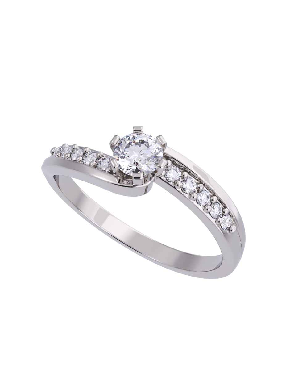 Anillo de compromiso de oro 14 K Diamante 4