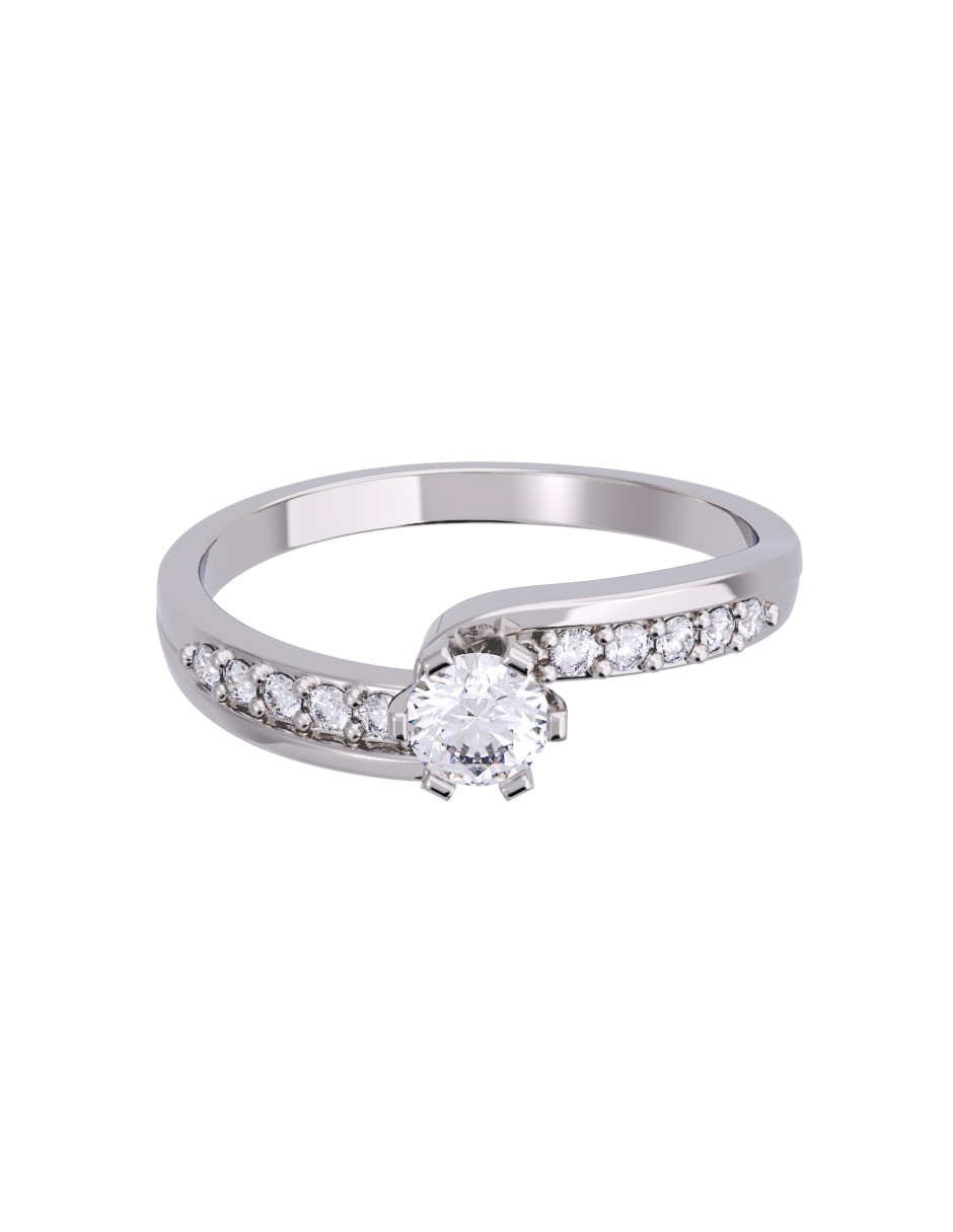 Anillo de compromiso de oro 10 K Diamante 1