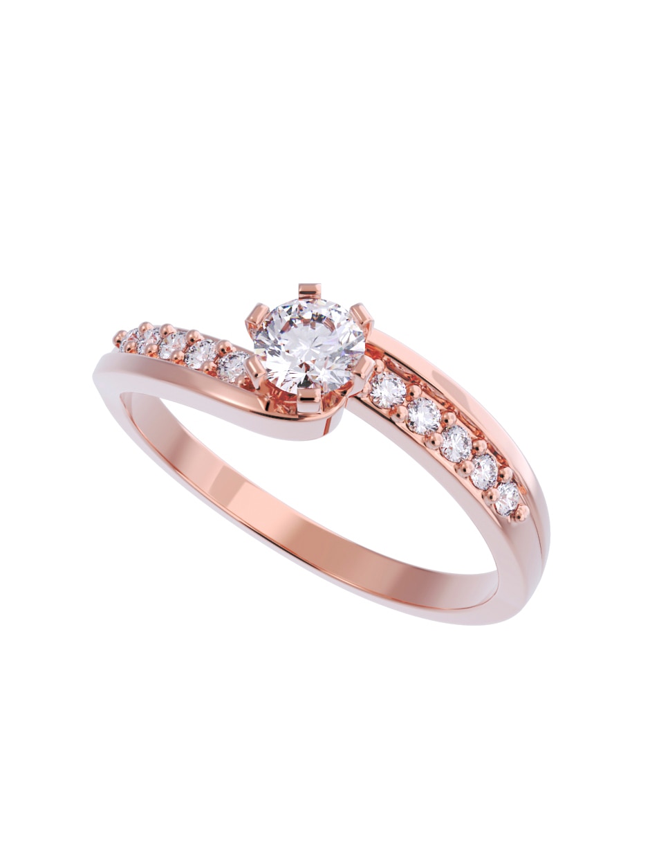 Anillo de compromiso de oro 14 K Diamante 2