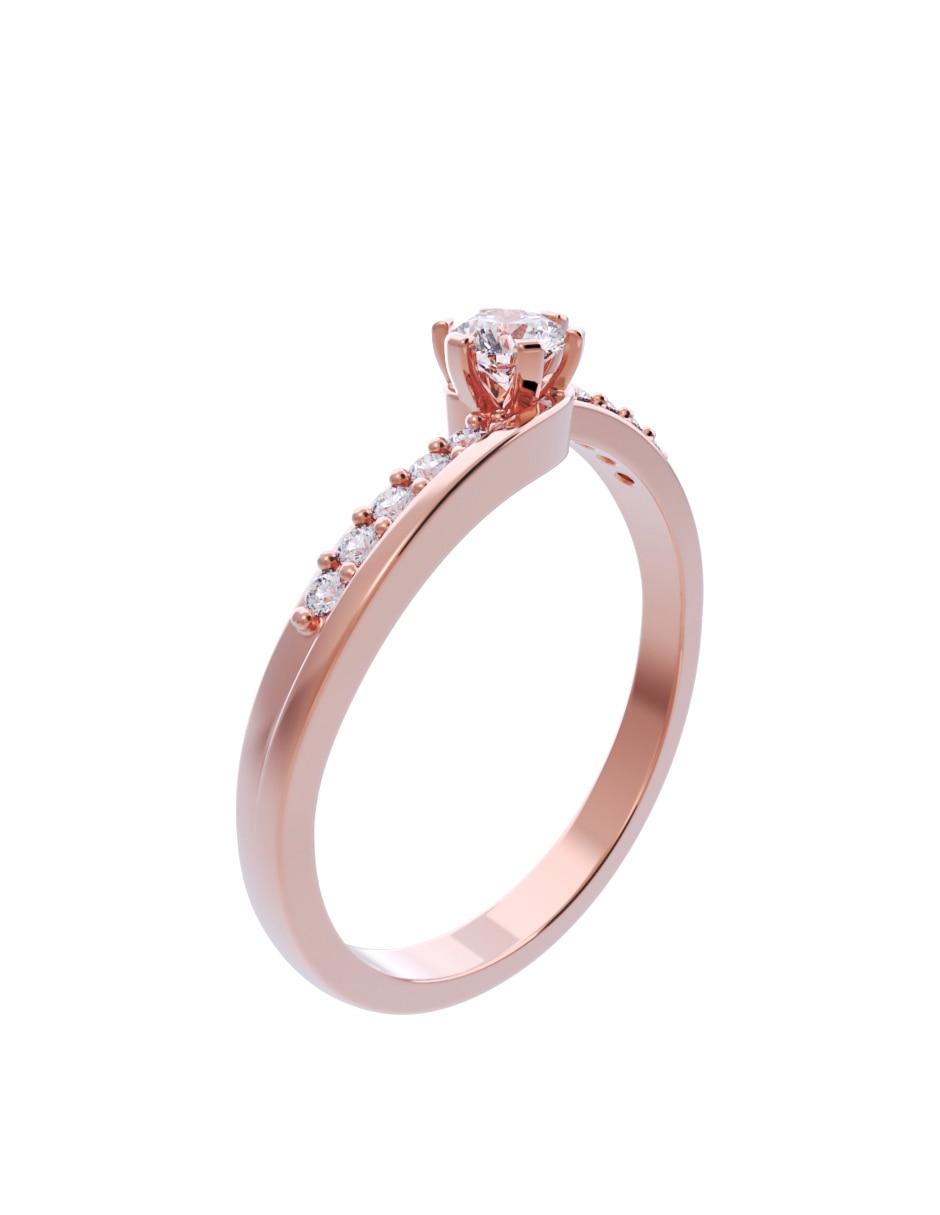 Anillo de compromiso de oro 14 K Diamante 3