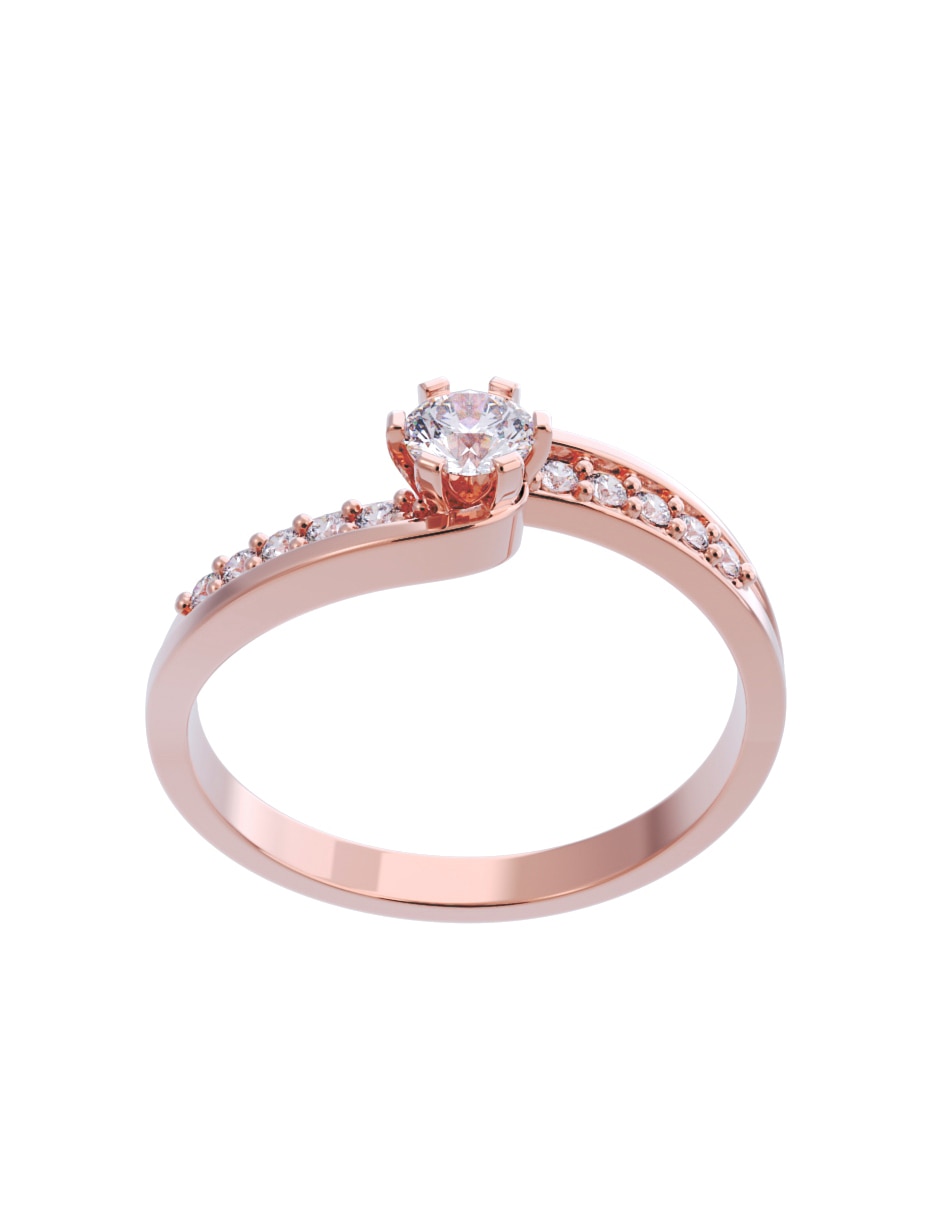 Anillo de compromiso de oro 14 K Diamante 4