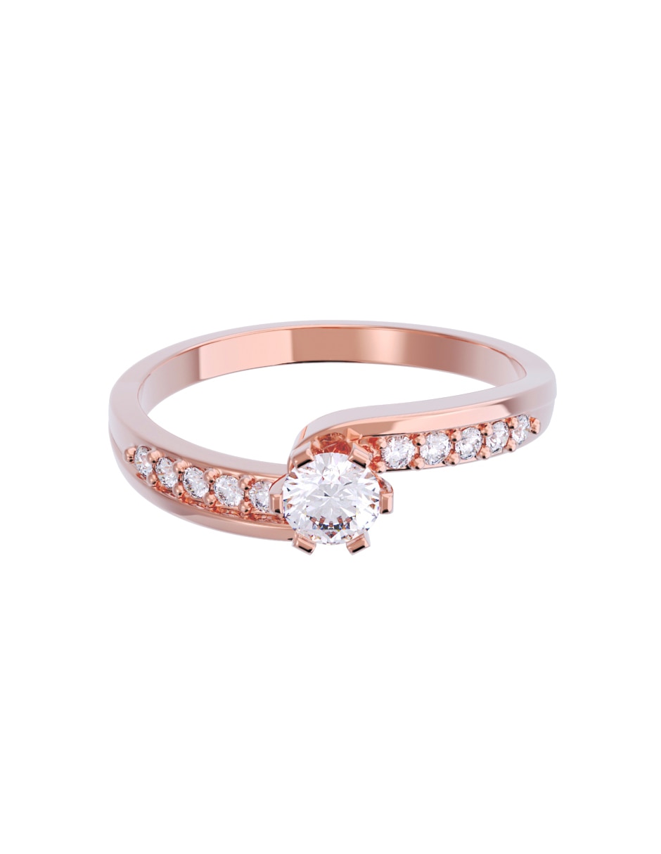 Anillo de compromiso de oro 14 K Diamante 1