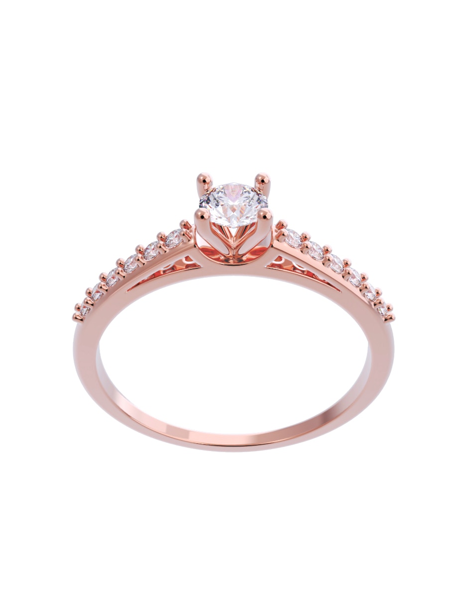 Anillo de compromiso de oro 10 K Diamante 4