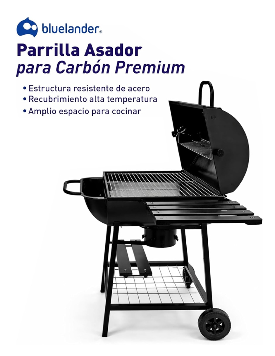 Asador carbón bluelander parrilla asador para carbón de acero