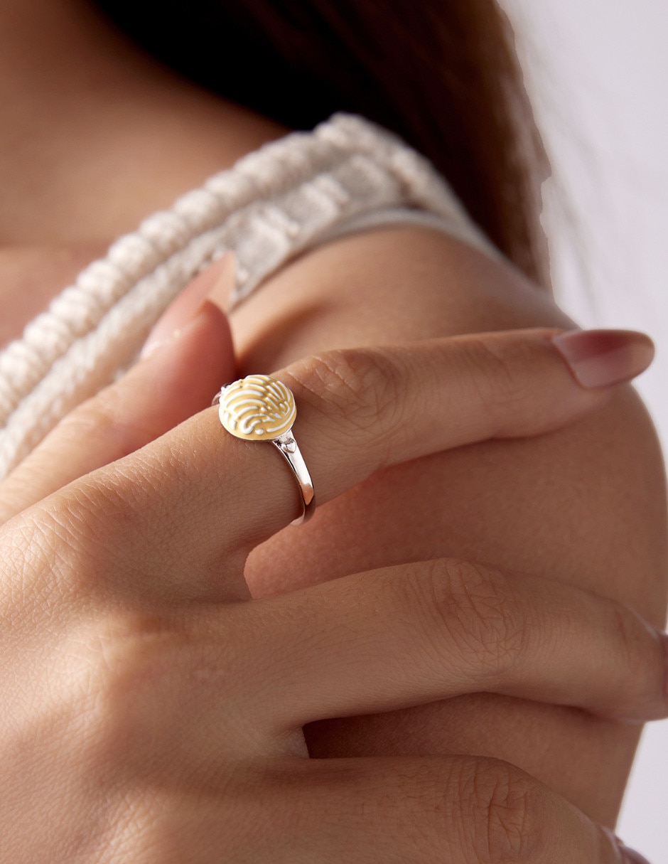 Anillo de concha Raíces P 925 de plata pulido 2