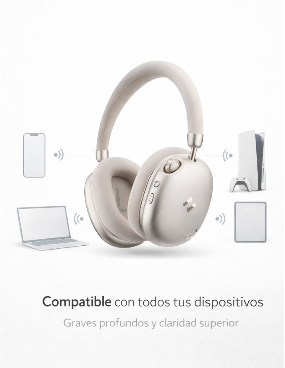 Havit audífonos inalámbricos havit h670bt con cancelación activa de ruido beige inalámbrica