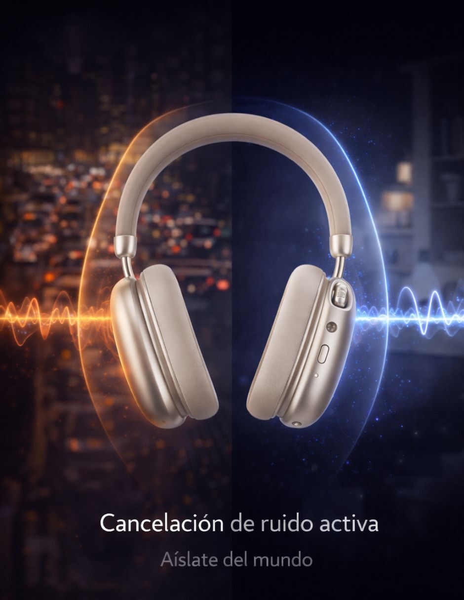 Havit audífonos inalámbricos havit h670bt con cancelación activa de ruido beige inalámbrica