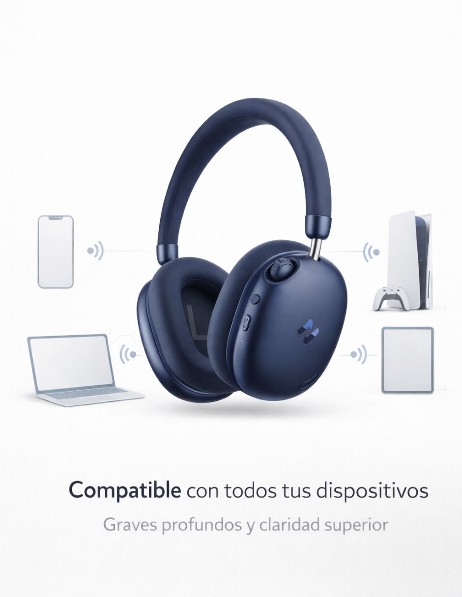 Havit audífonos inalámbricos havit h670bt con cancelación activa de ruido azul inalámbrica