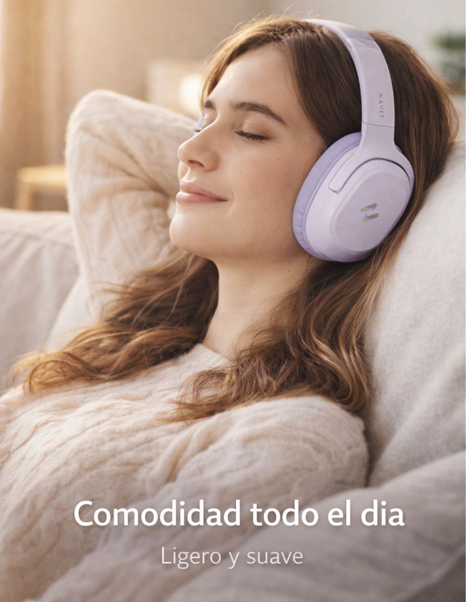 Havit audífonos inalámbricos havit h612bt pro cancelación de ruido anc morado inalámbrica