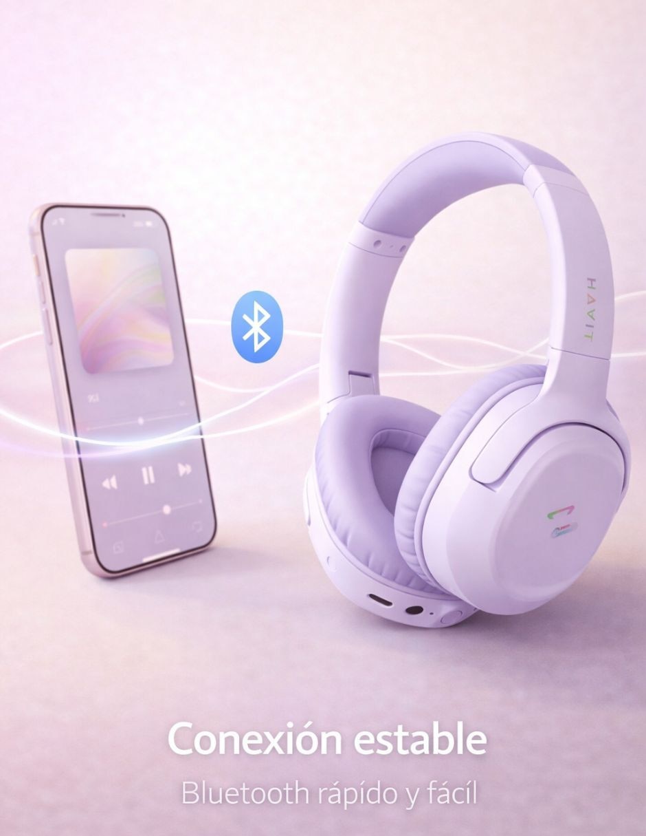 Havit audífonos inalámbricos havit h612bt pro cancelación de ruido anc morado inalámbrica