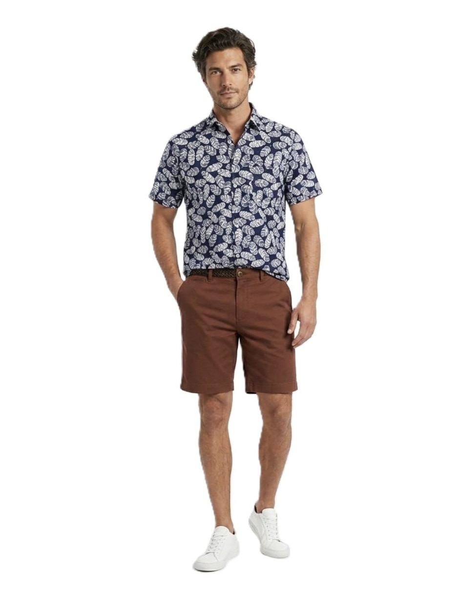 Camisa playa michel blanc de algodón manga corta para hombre
