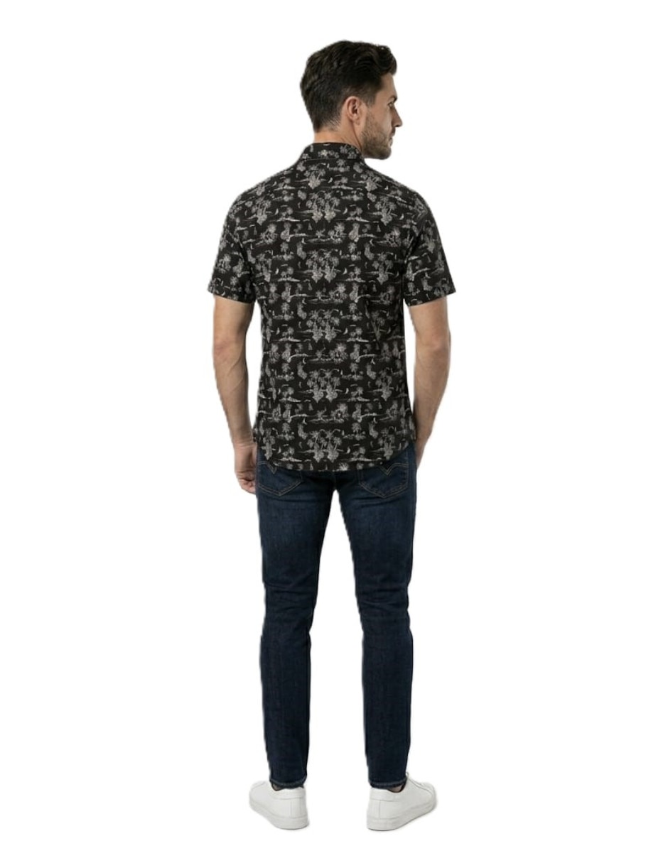 Camisa playa michel blanc de algodón manga corta para hombre