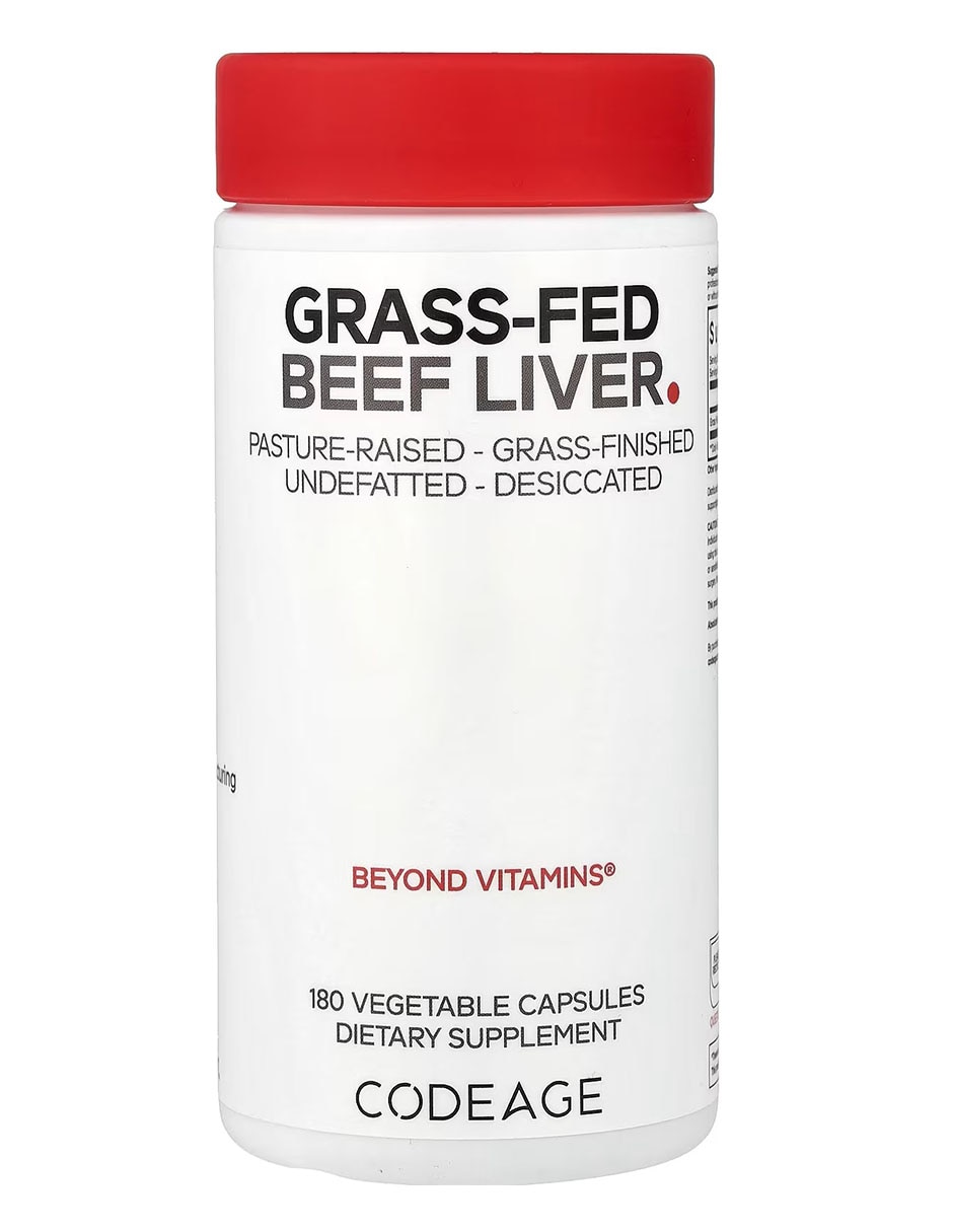 Imagen de producto Hígado de res alimentada con pasto 180 cápsulas codeage con multivitaminico de