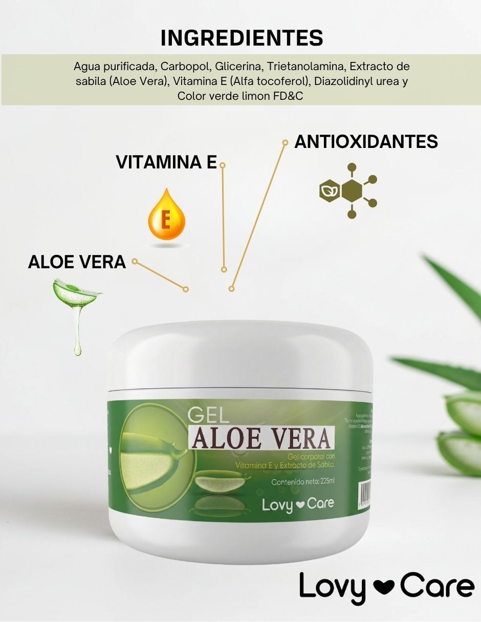 Gel para rostro y cuerpo relajante gel aloe vera sabila y vitamina e efecto calmante y refrescante paquete 3pzs lovycare lovy care lovycare