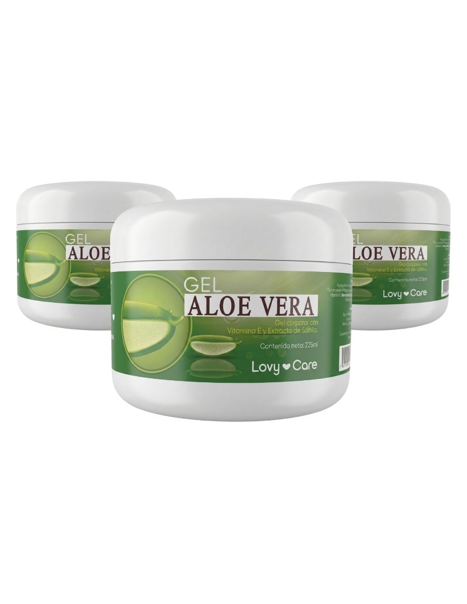 LOVY CARE Gel para rostro y cuerpo relajante gel aloe vera sabila y vitamina e efecto calmante y refrescante paquete 3pzs lovycare lovy care lovycare