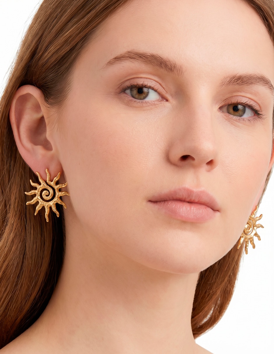 Corto de irregular ana maria mexico aretes sol de acero inoxidable 14 k con acabado baño de oro