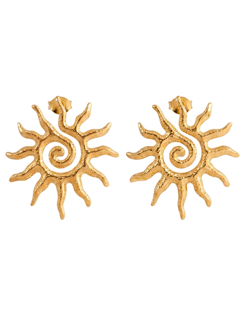 Corto de irregular ana maria mexico aretes sol de acero inoxidable 14 k con acabado baño de oro