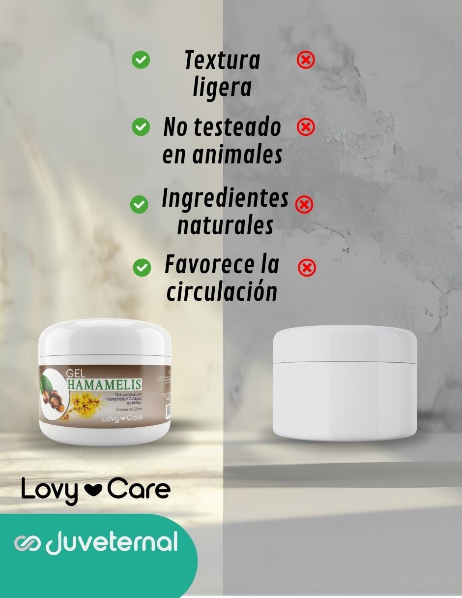 Gel corporal relajante gel hamamelis y castaño de indias paquete 3x2 producto natural refrescante lovy care lovycare