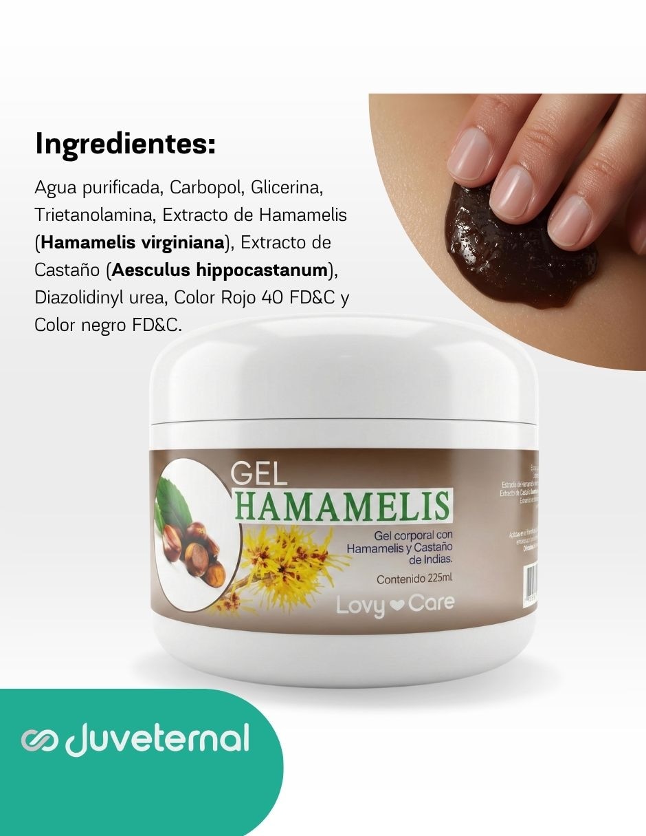 Gel corporal relajante gel hamamelis y castaño de indias paquete 3x2 producto natural refrescante lovy care lovycare