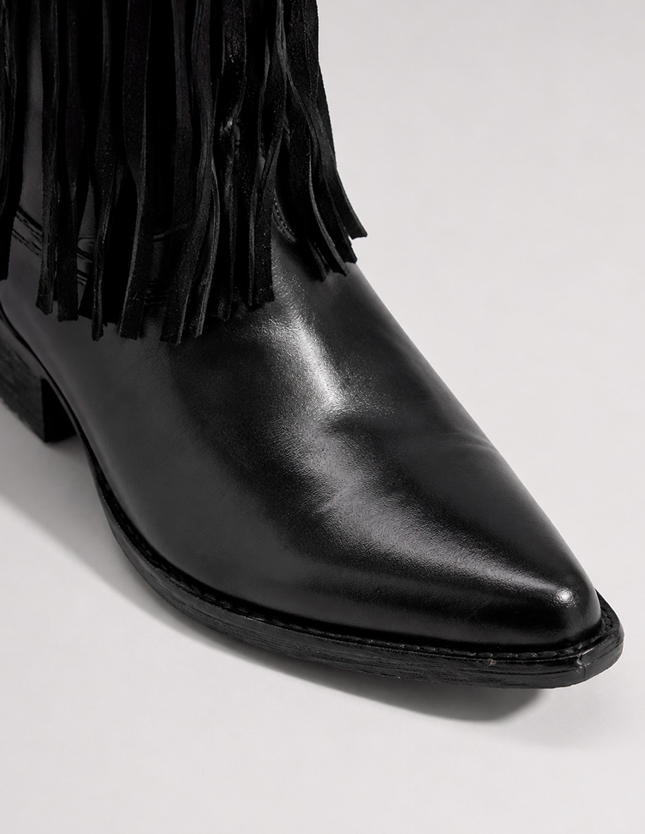 Bota abajo de la rodilla vaquera de piel para mujer 9