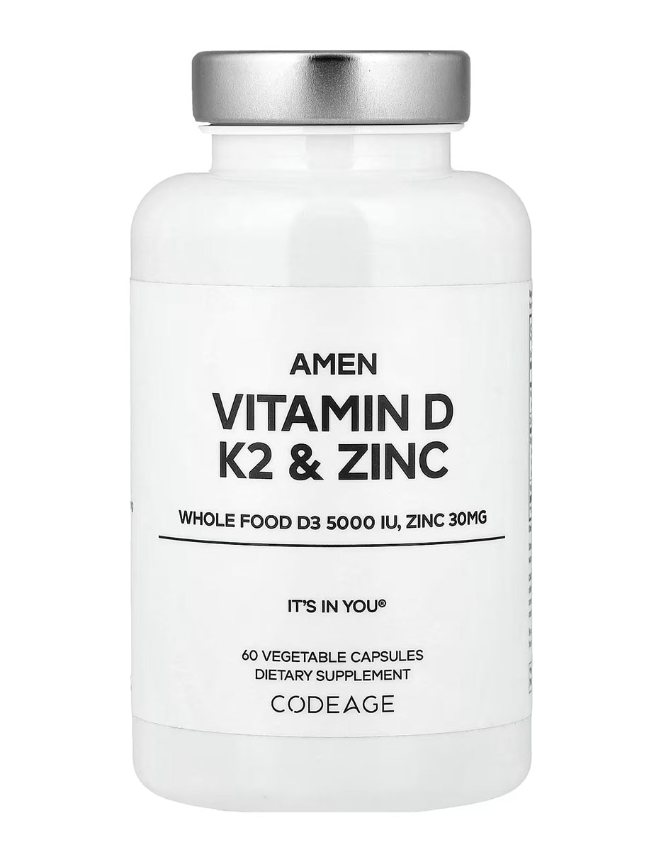 Amen vitamina d k2 y zinc 60 cápsulas codeage con vitamina d3 y k2  de