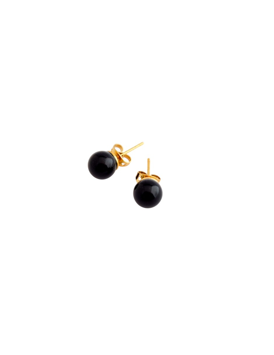 Arete individual de circular arette accesorios de perla sin pedrería con acabado chapa de oro perla