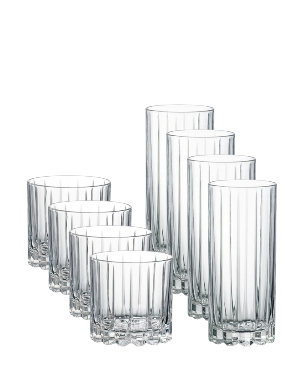 Vaso old fashion y high ball specific glassware de cristal con 8 piezas piezas Vaso old fashion y high ball specific glassware de cristal con 8 piezas piezas