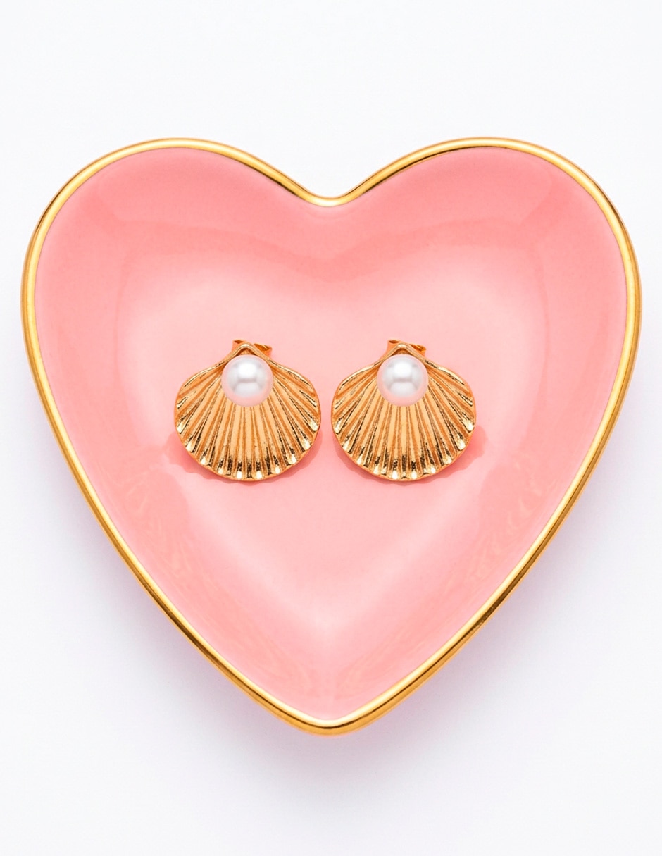 Corto de concha ana maria mexico aretes de perla de acero inoxidable 14 k con acabado baño de oro