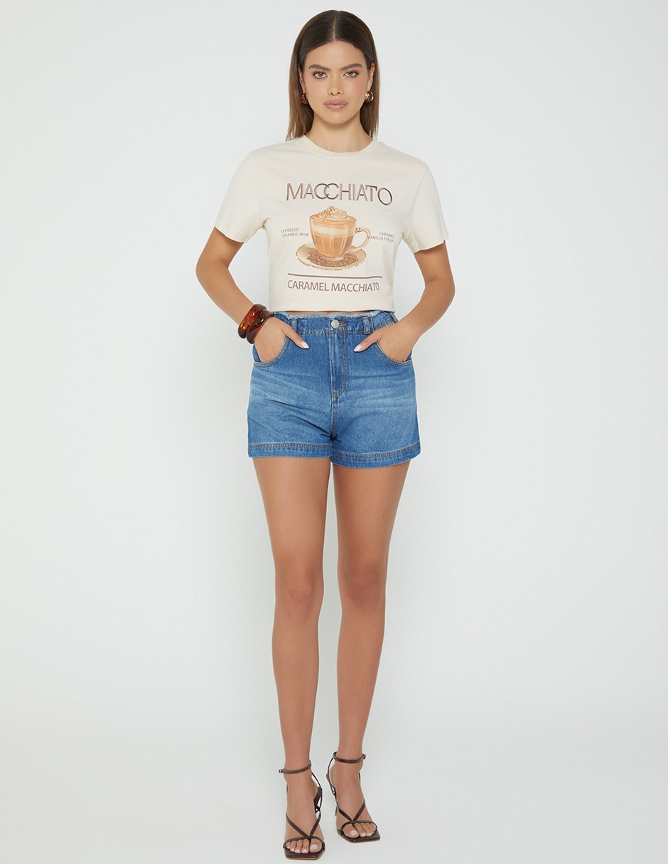 Short studio f de mezclilla para mujer