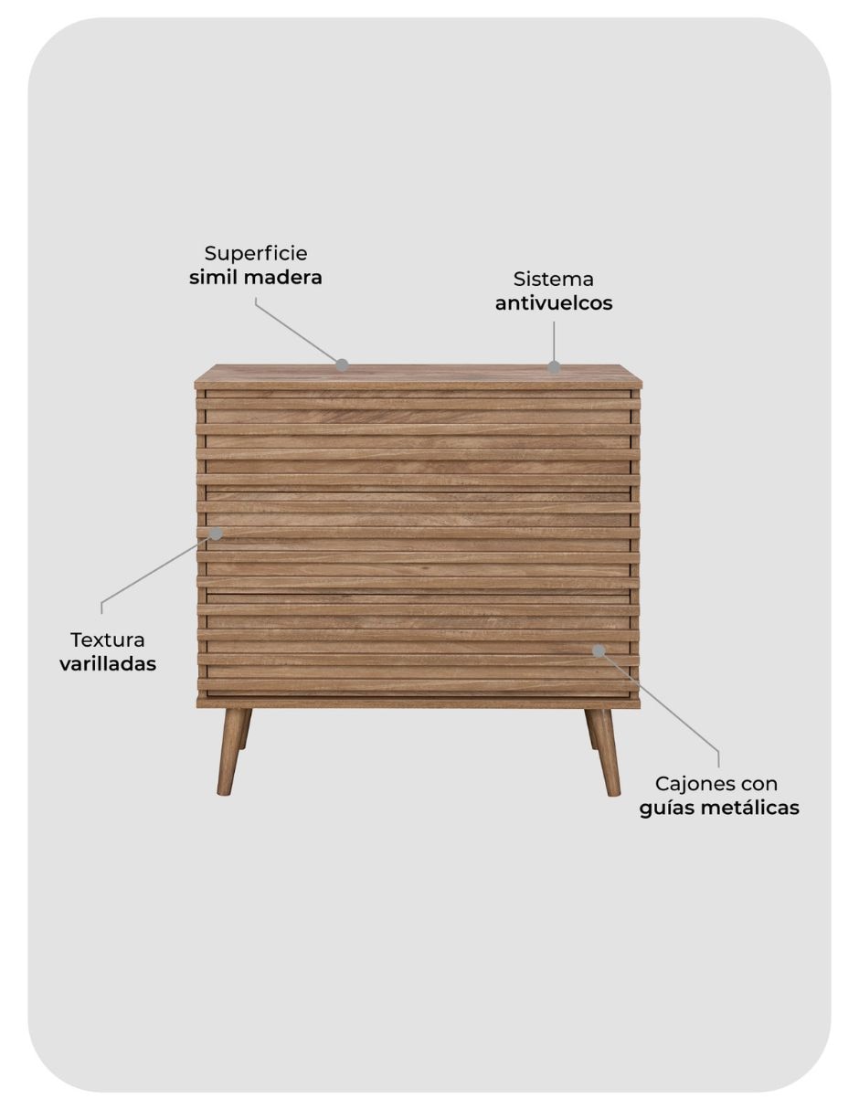 Cajonera línea Varillas de MDF 5