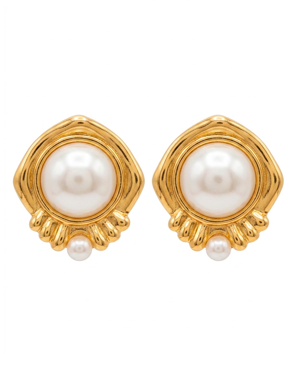 Corto de perla ana maria mexico aretes de perla de acero inoxidable 14 k con acabado baño de oro perla