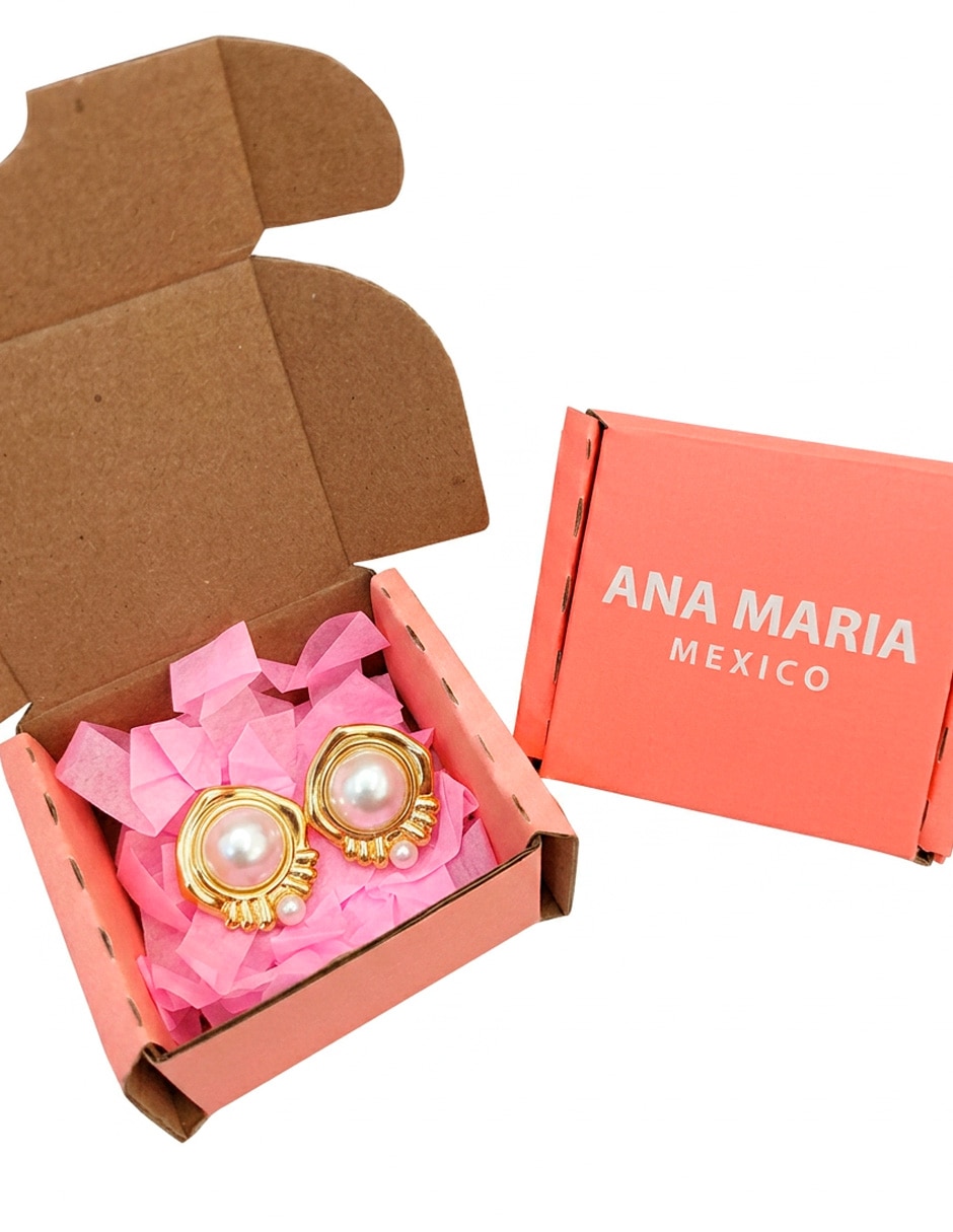 Corto de perla ana maria mexico aretes de perla de acero inoxidable 14 k con acabado baño de oro perla