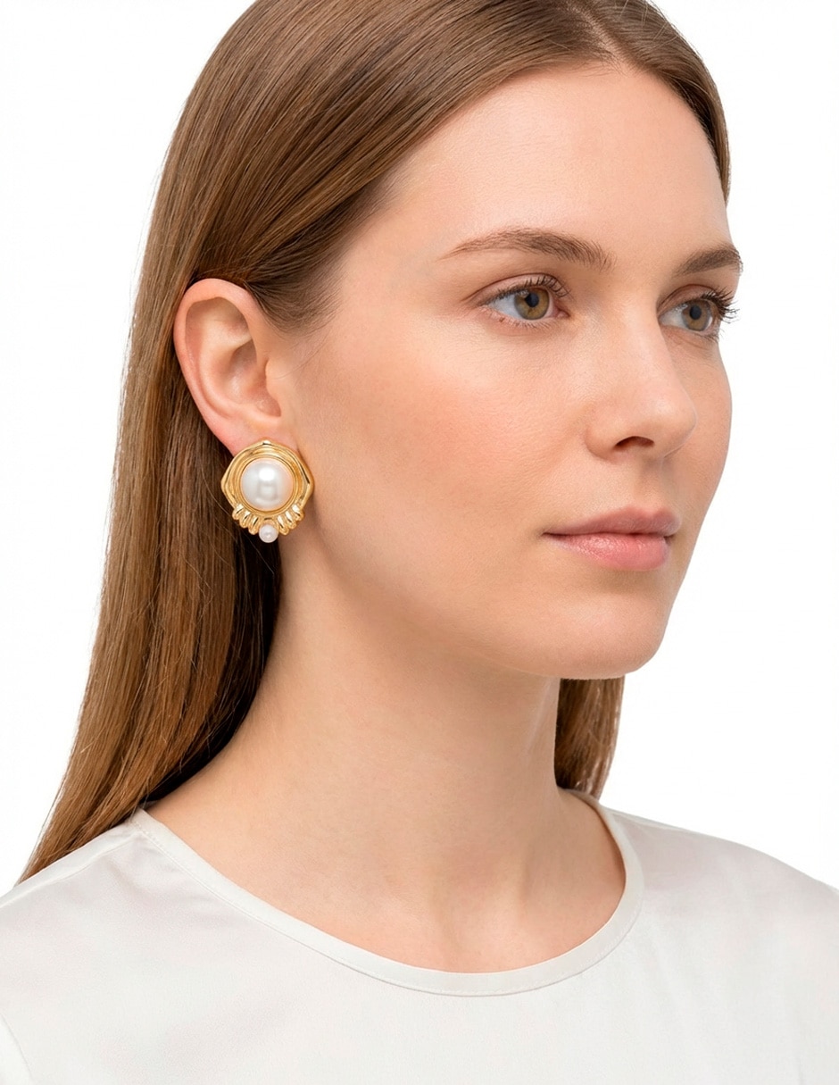 Corto de perla ana maria mexico aretes de perla de acero inoxidable 14 k con acabado baño de oro perla