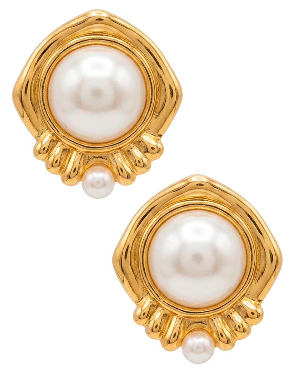 Corto de perla ana maria mexico aretes de perla de acero inoxidable 14 k con acabado baño de oro perla