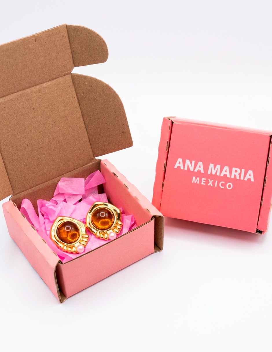 Corto de redonda ana maria mexico aretes clásicos elegantes de acero inoxidable 14 k con acabado baño de oro resina