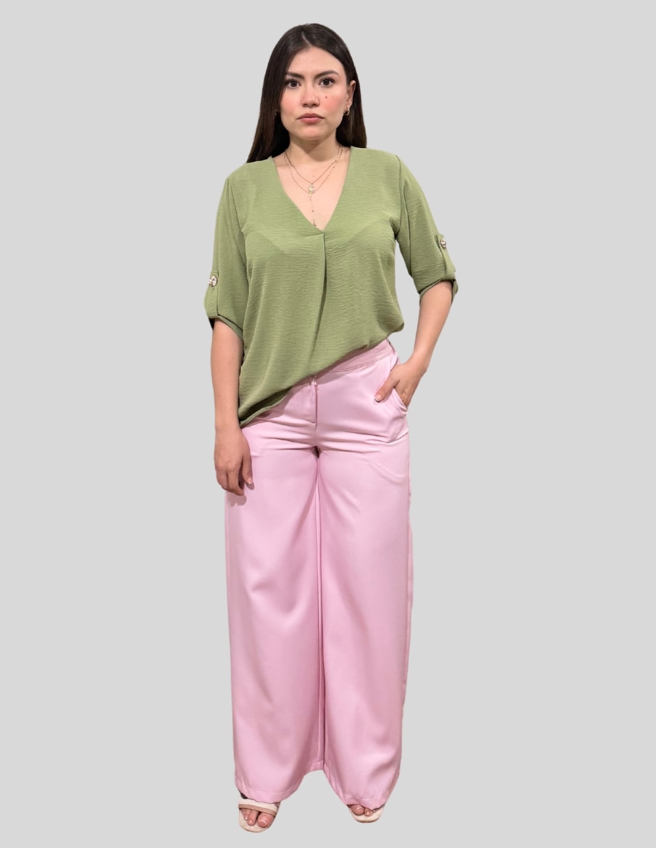 Blusa Yaretni Moda manga al codo para mujer