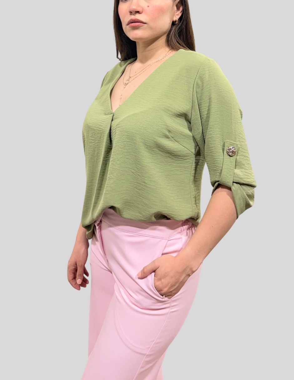 Blusa Yaretni Moda manga al codo para mujer