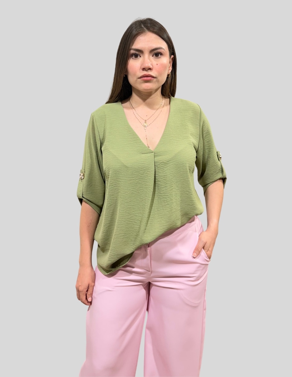 Blusa Yaretni Moda manga al codo para mujer