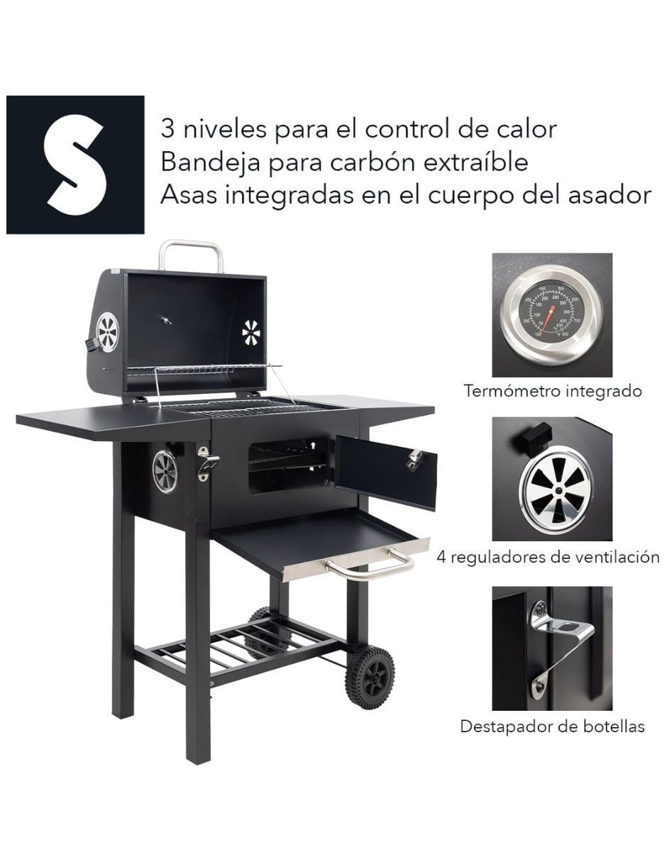 Asador carbón signa hg228c1 de acero inoxidable