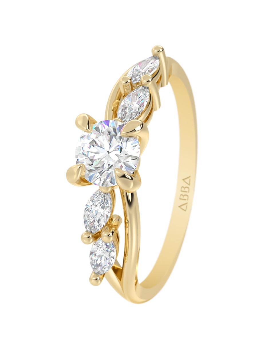 Anillo Abba Joyas 10 K de Oro zirconia pulido