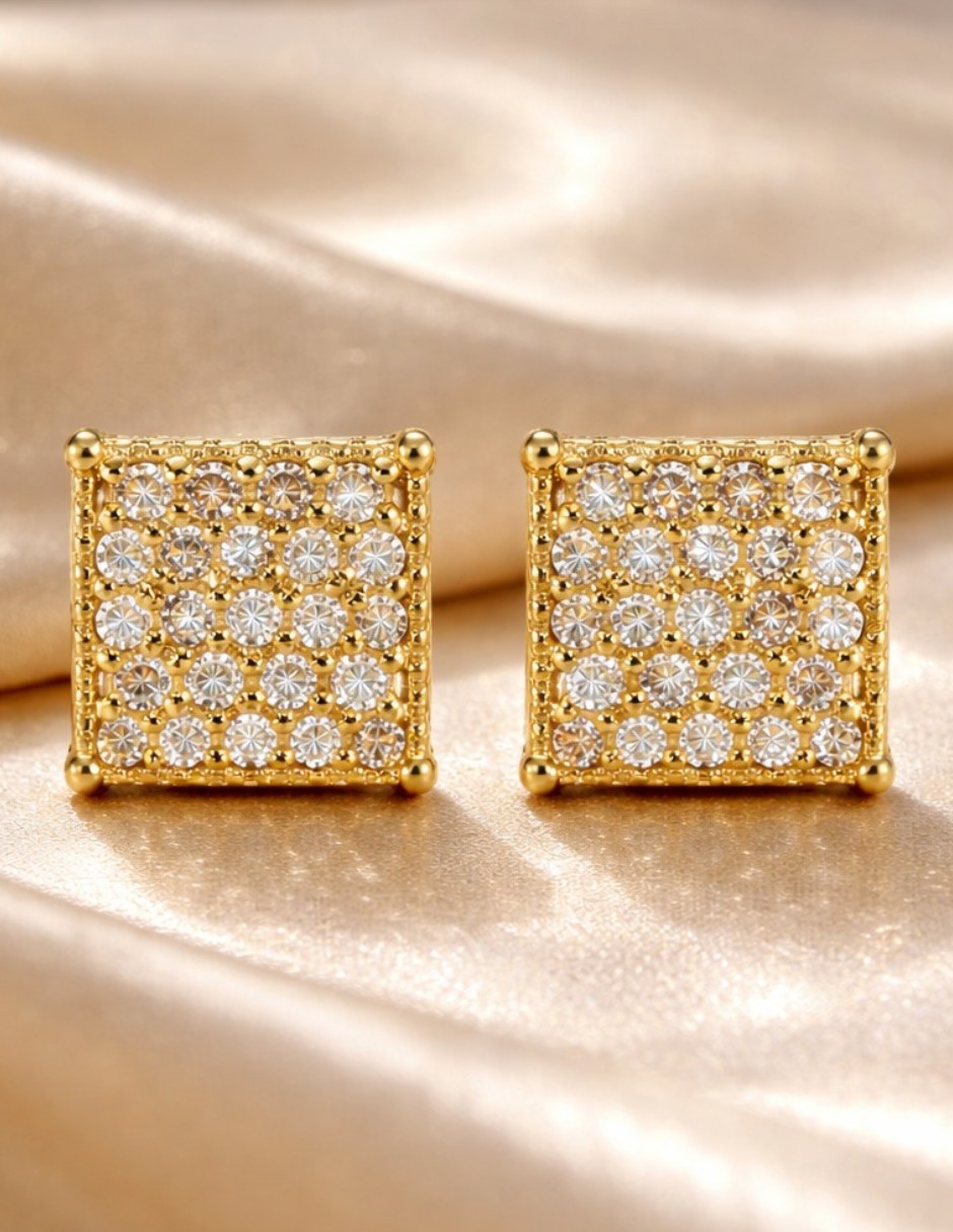 Broqueles de cuadrada velocity broquel de oro laminado 18 k con acabado baño de oro zirconia