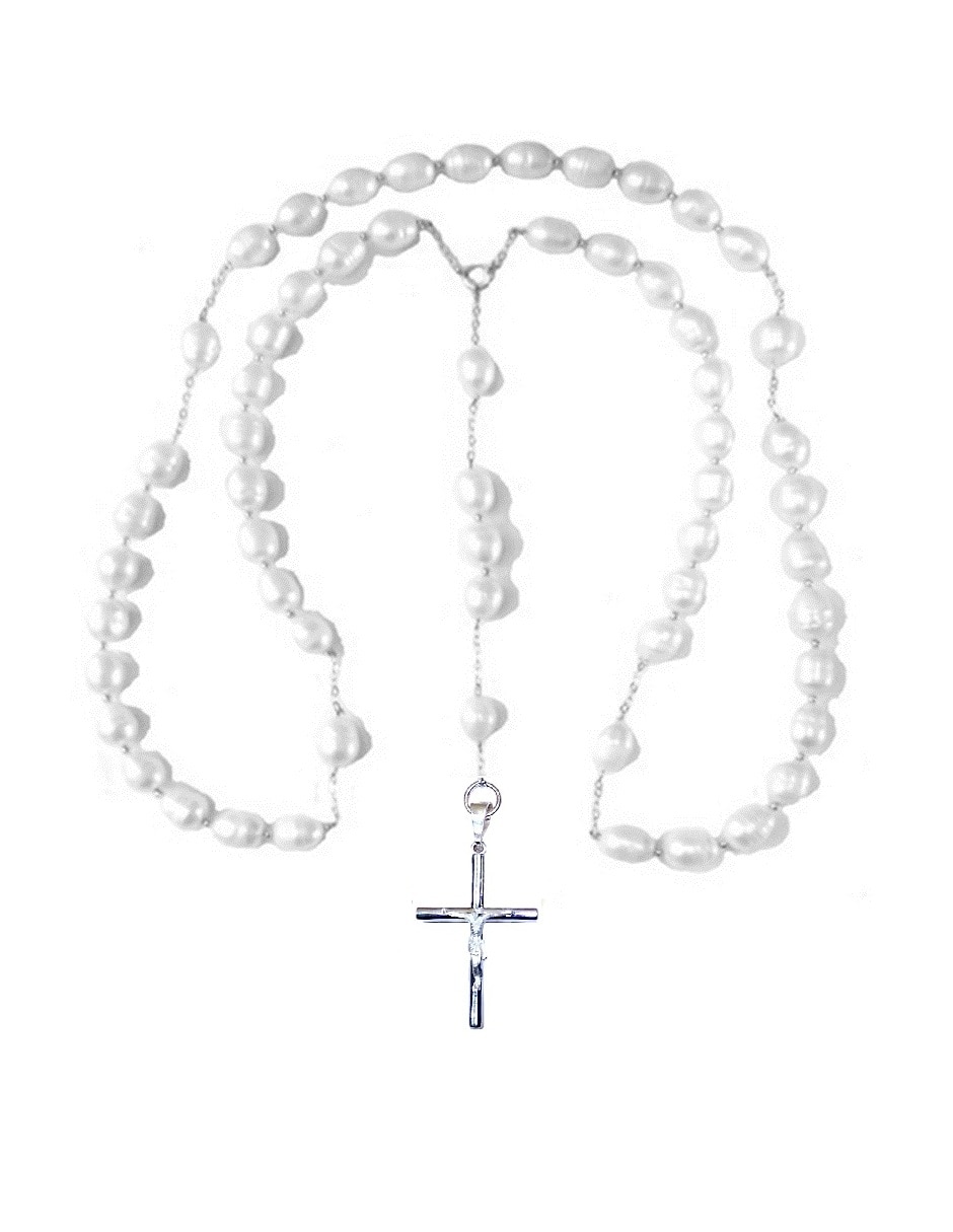 Rosario Greg J.M. cadena de plata con perla