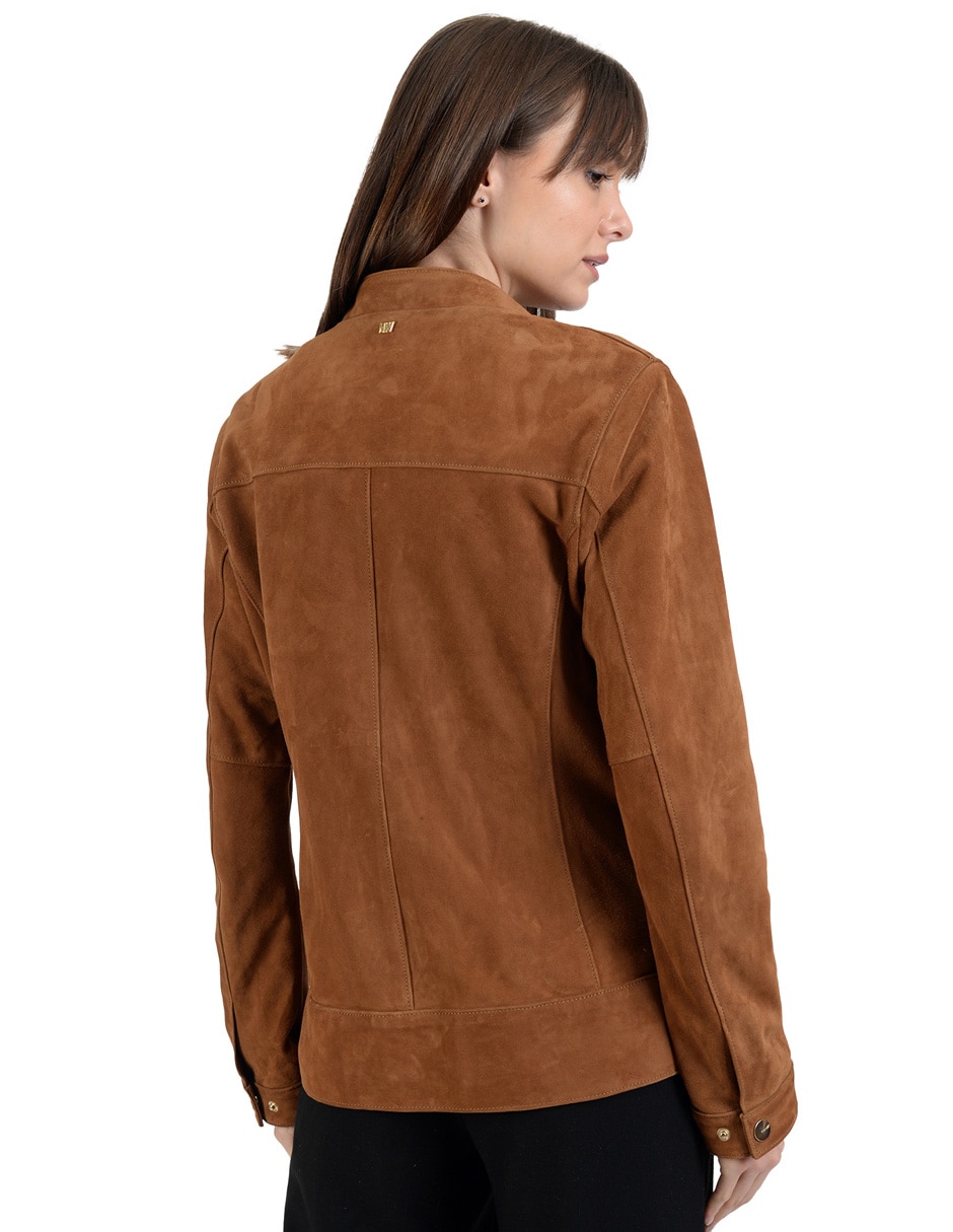 Chamarra casual ninewestimpermeable de piel para mujer