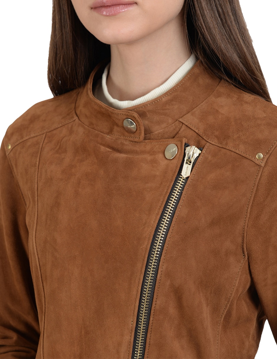 Chamarra casual ninewestimpermeable de piel para mujer